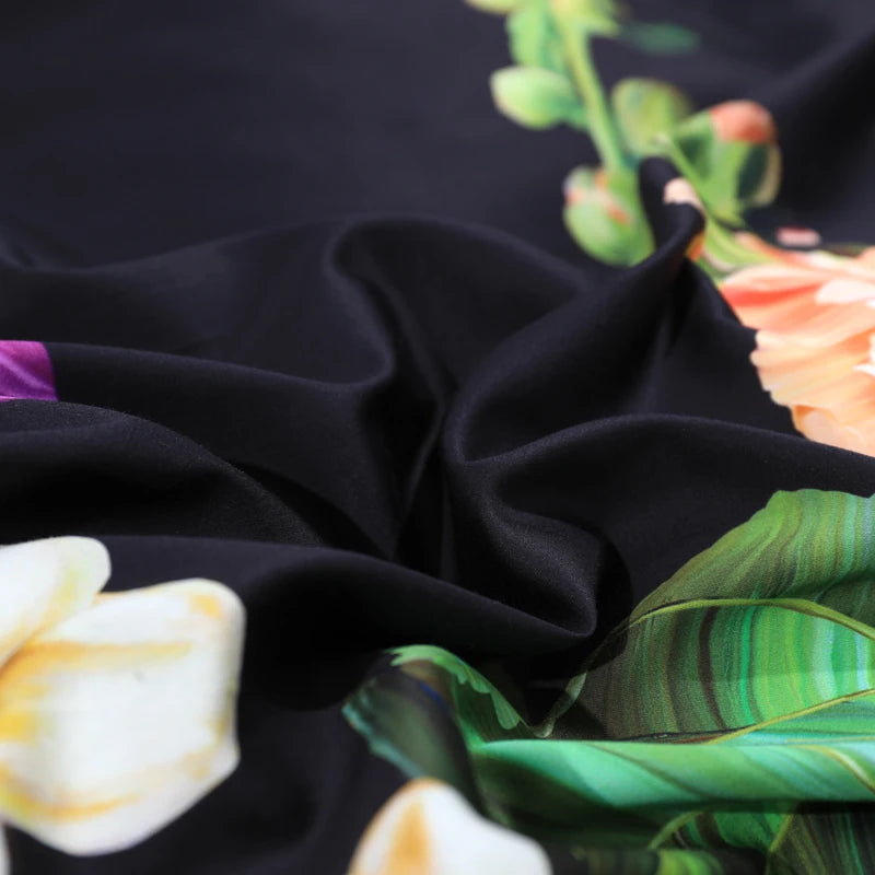 THL1068 Luxury Egyptian Cotton Bed Sheet with Elegant Birds and Flowers Leaf Design (G)