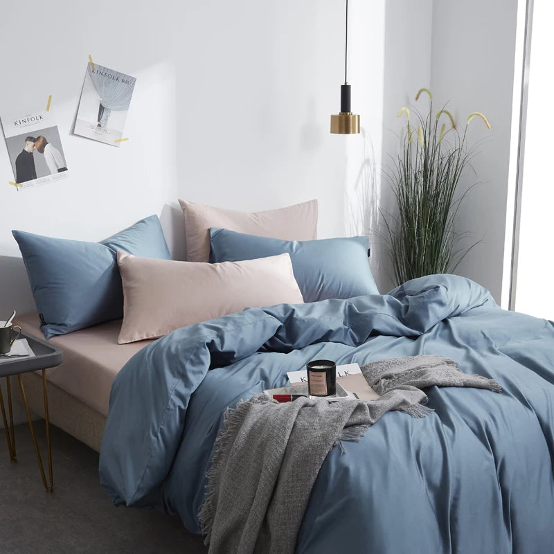 THL1044 Elegant Comfort and Classic Style Silky Soft Pure Egyptian Cotton Solid Color Bedding Set (C)