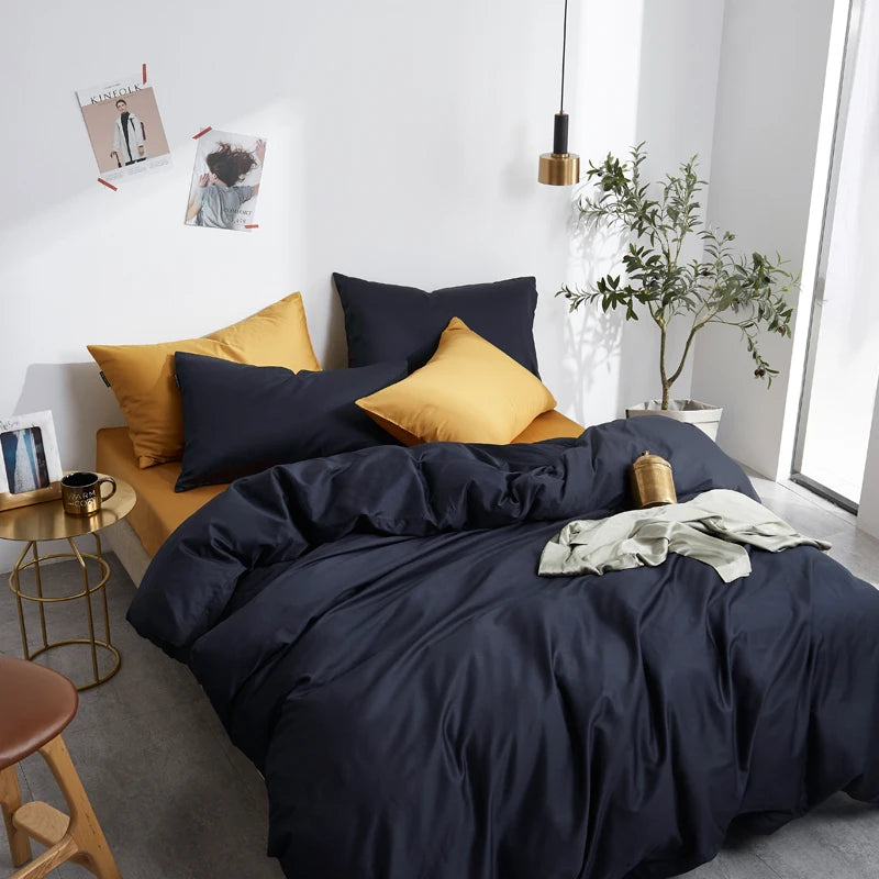 THL1044 Elegant Comfort and Classic Style Silky Soft Pure Egyptian Cotton Solid Color Bedding Set (D)