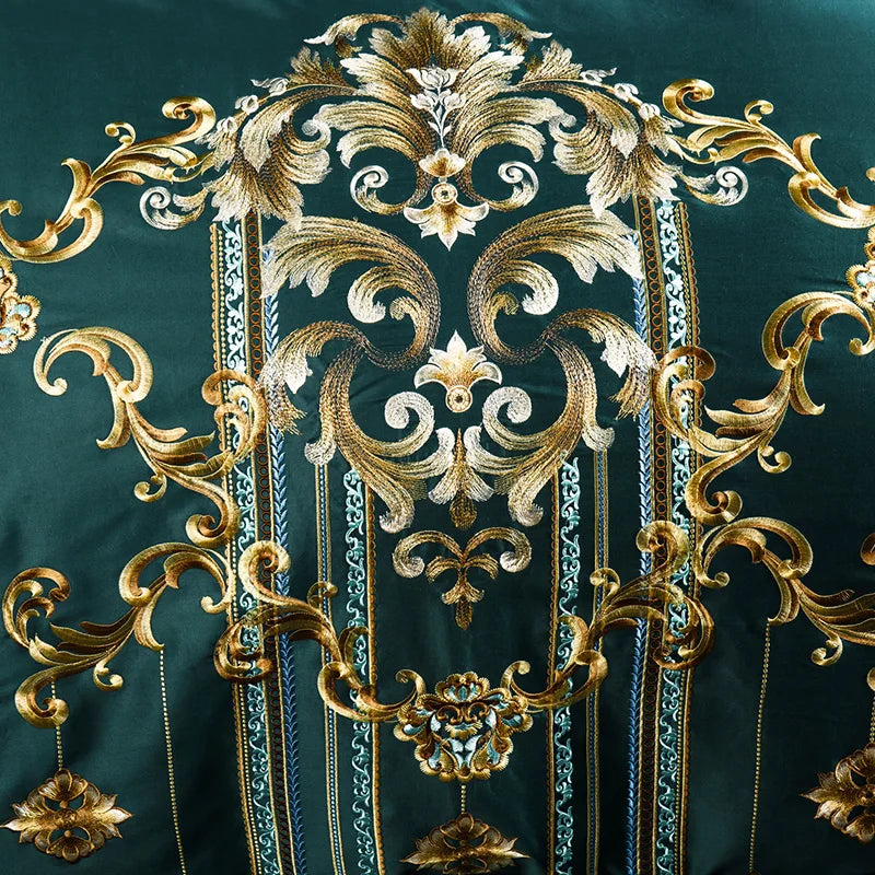 THL1058 Luxury Egyptian Cotton Bedding Set Elegant Embroidery Bed Set (C)