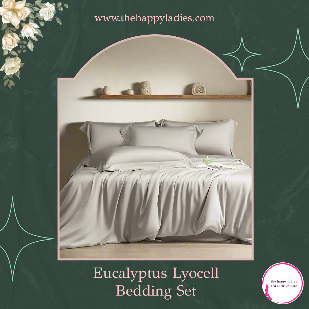 Eucalyptus Lyocell bedding set on a bed The Happy Ladies Instagram Account