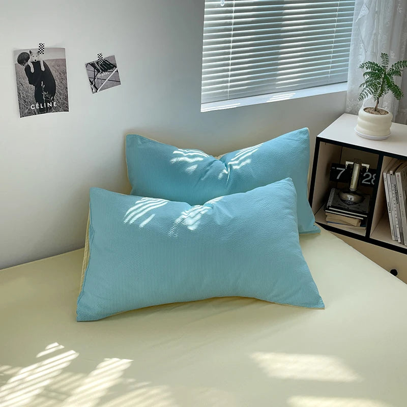 THL1036 Ultra Soft Brushed Microfiber Seersucker Comfortable Lightweight Duvet Cover (E)