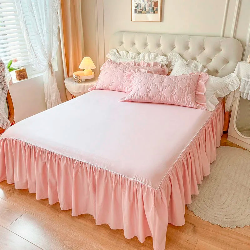 Parure de lit plissée texturée THL1032 100 % coton lavé Couette blanche à plis