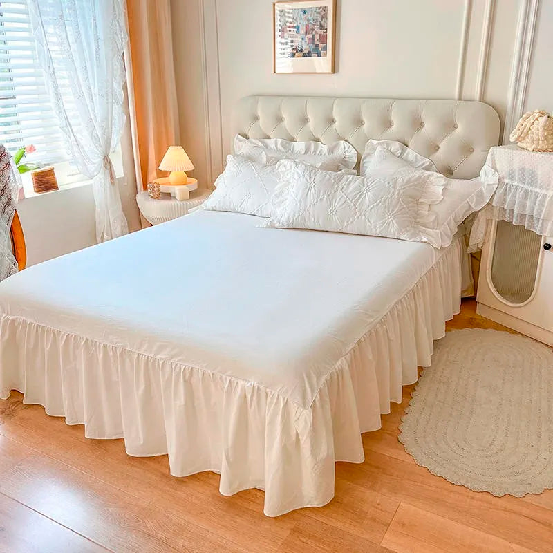 Parure de lit plissée texturée THL1032 100 % coton lavé Couette blanche à plis