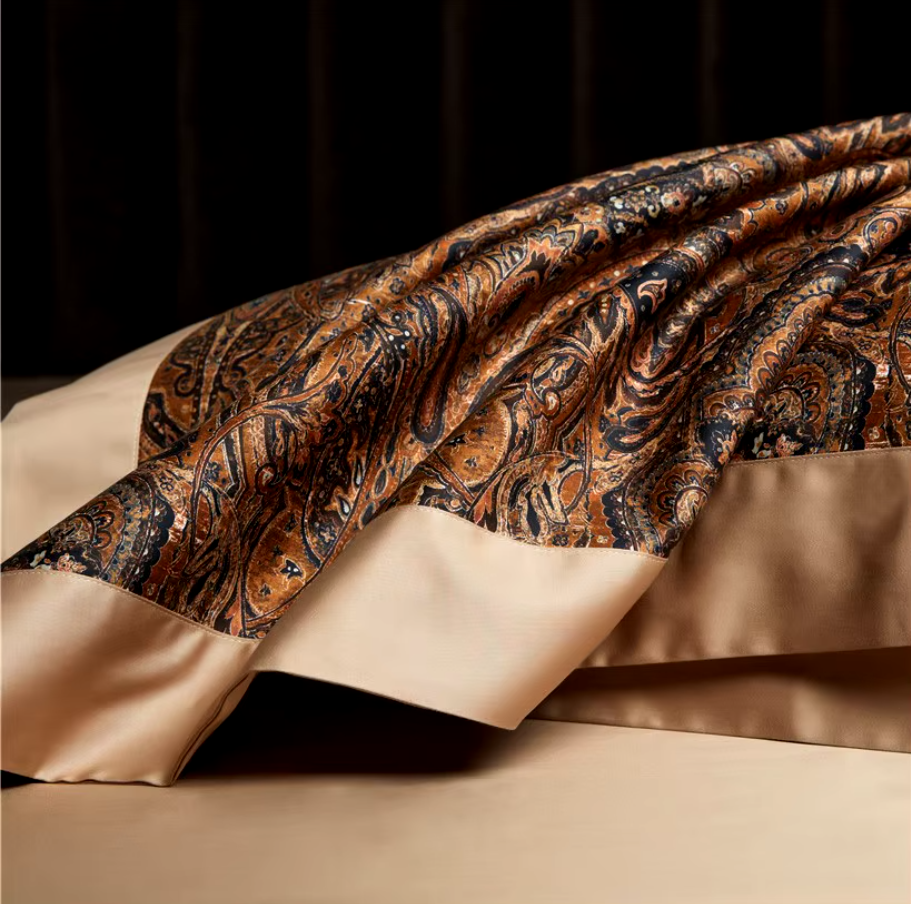 THL1042 Juego de funda nórdica estilo bohemio vintage, ropa de cama suave de algodón egipcio de lujo con sábanas elegantes