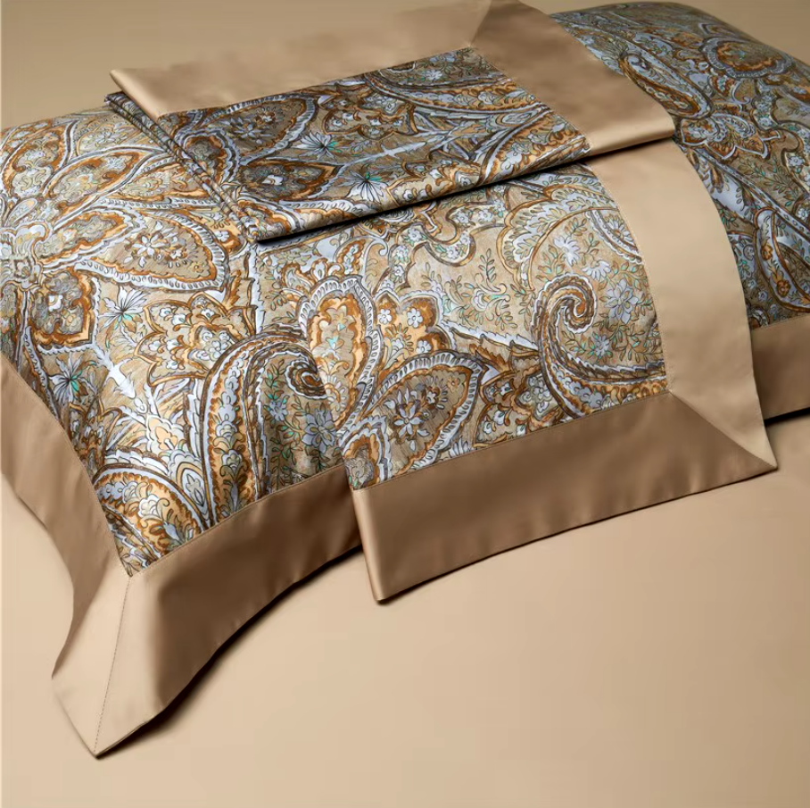 THL1042 Juego de funda nórdica estilo bohemio vintage, ropa de cama suave de algodón egipcio de lujo con sábanas elegantes