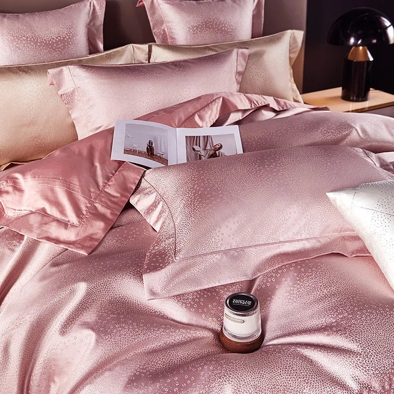 THL1053 Egyptian Cotton Luxury Silk-Like Bedding Comforter & Bed Sheet (E)