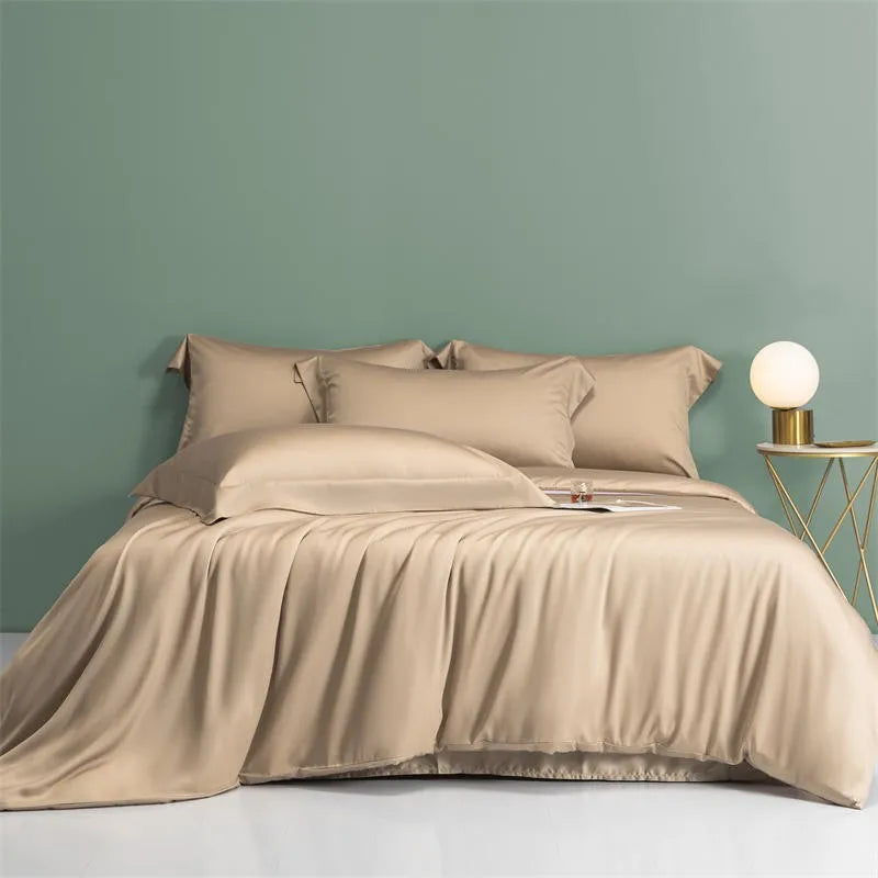 Solid Color 600TC Eucalyptus Lyocell Bedding Set - Brown