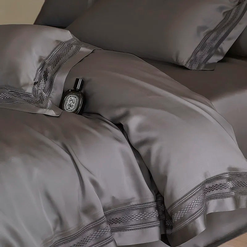 luxury linens  Eucalyptus Lyocell Cooling Bamboo Fiber Bedding Set - Gray