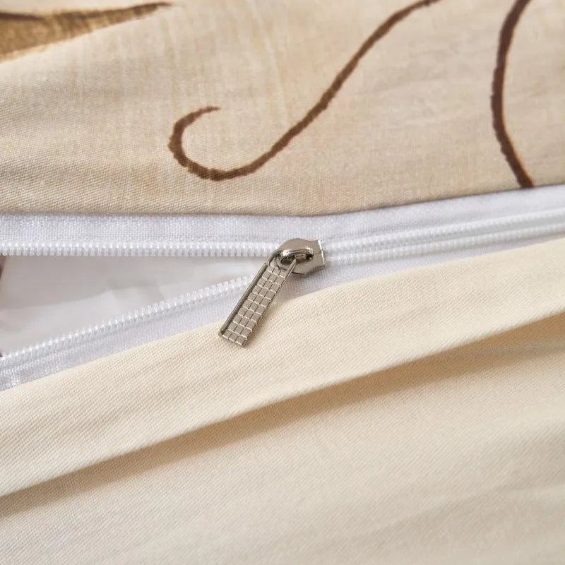 premium Ultra Soft 400TC Cotton Floral Printed Bedding Set - Beige