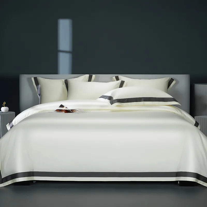 silk bed sheets Egyptian Cotton 4PCS Bedding Set - Cream