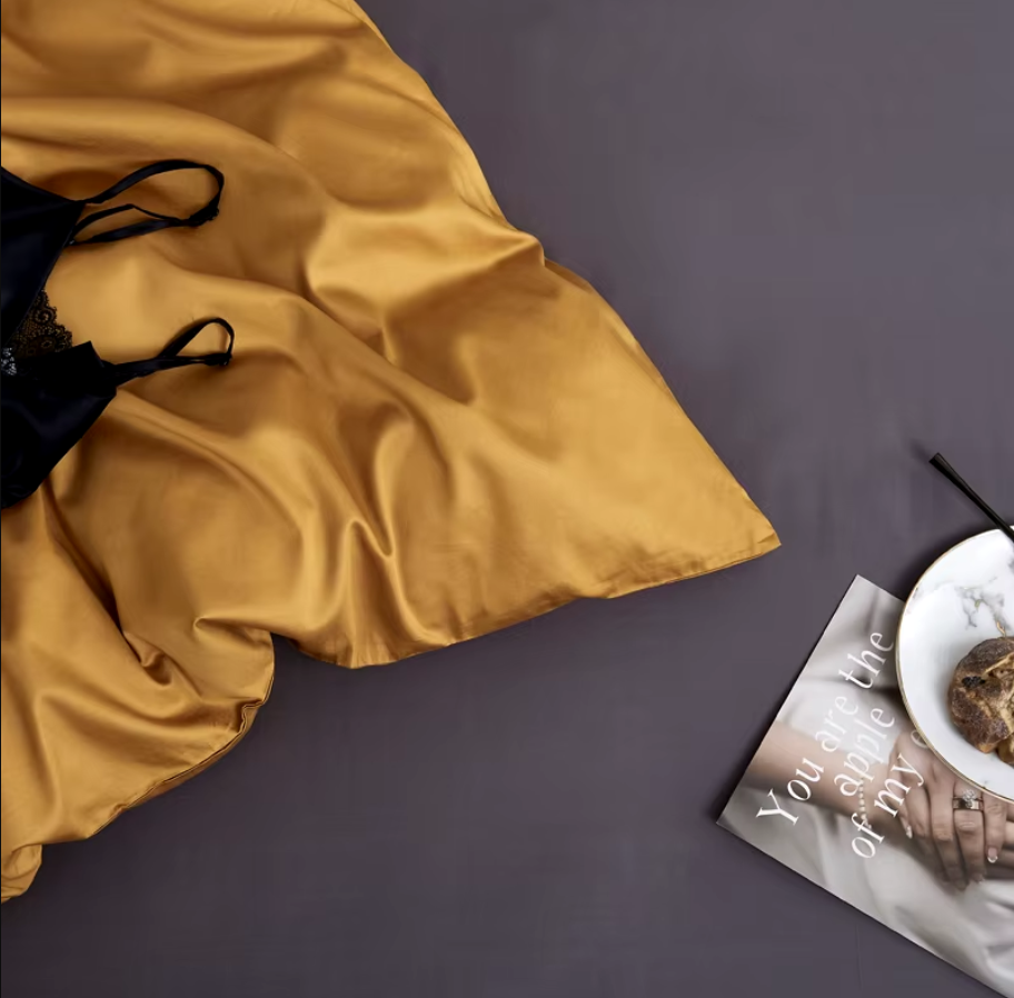 silk bed sheets Silky Soft Pure Egyptian Cotton Bedding Set - Yellow