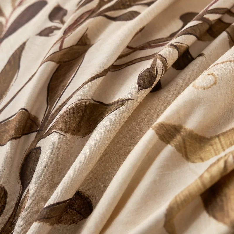 softest luxury bed sheets Ultra Soft 400TC Cotton Floral Printed Bedding Set - Beige