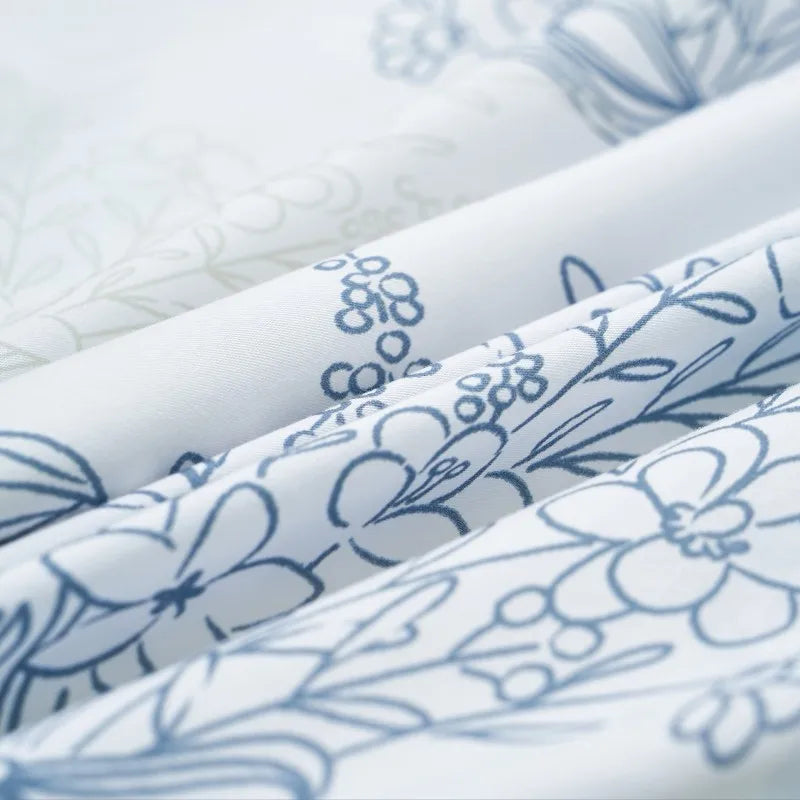 softest luxury bed sheets Ultra Soft 400TC Cotton Floral Printed Bedding Set - Pastel Blue