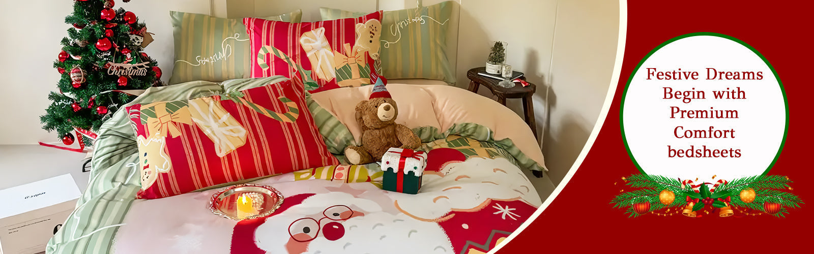 Christmas bedding set at the happy ladies featuring santa print