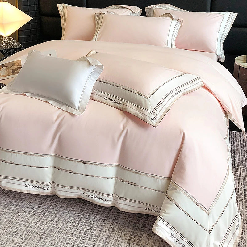1000TC Brushed Cotton Frame Duvet Cover Set - Baby Pink
