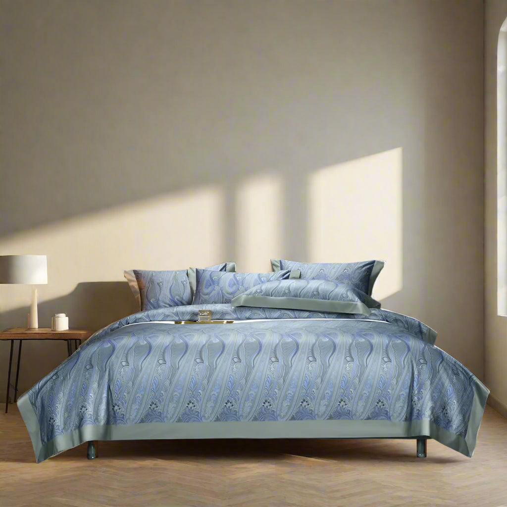 1000TC Egyptian Cotton Vintage 4Pcs Bedding Set - Powder Blue