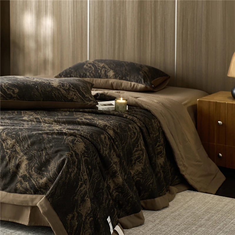 100% cotton quilted textured print blanket