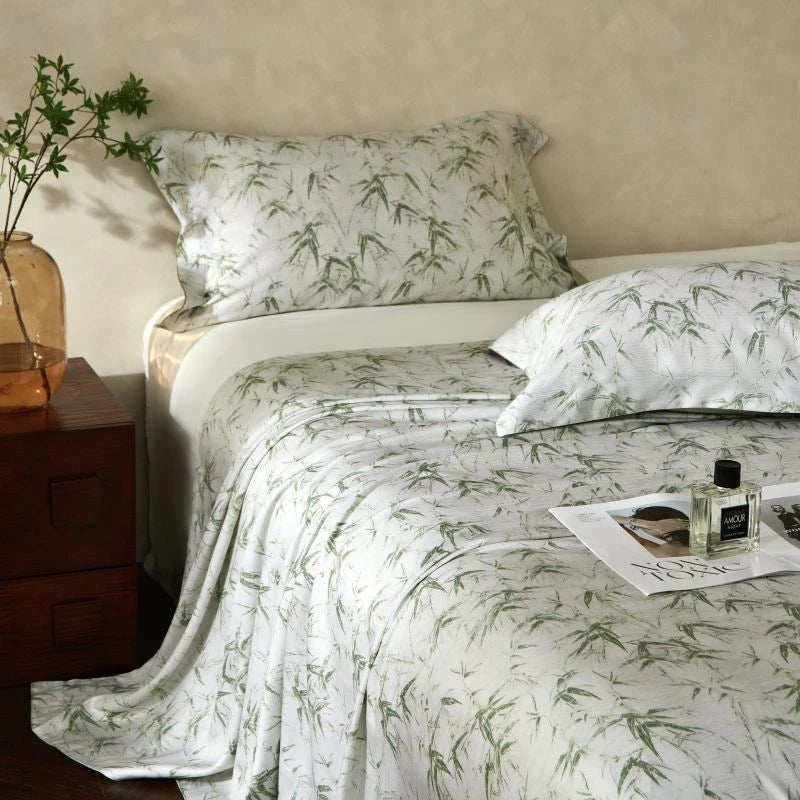400TC Bohemian leaves print Lyocell Bedspread and pillowcases