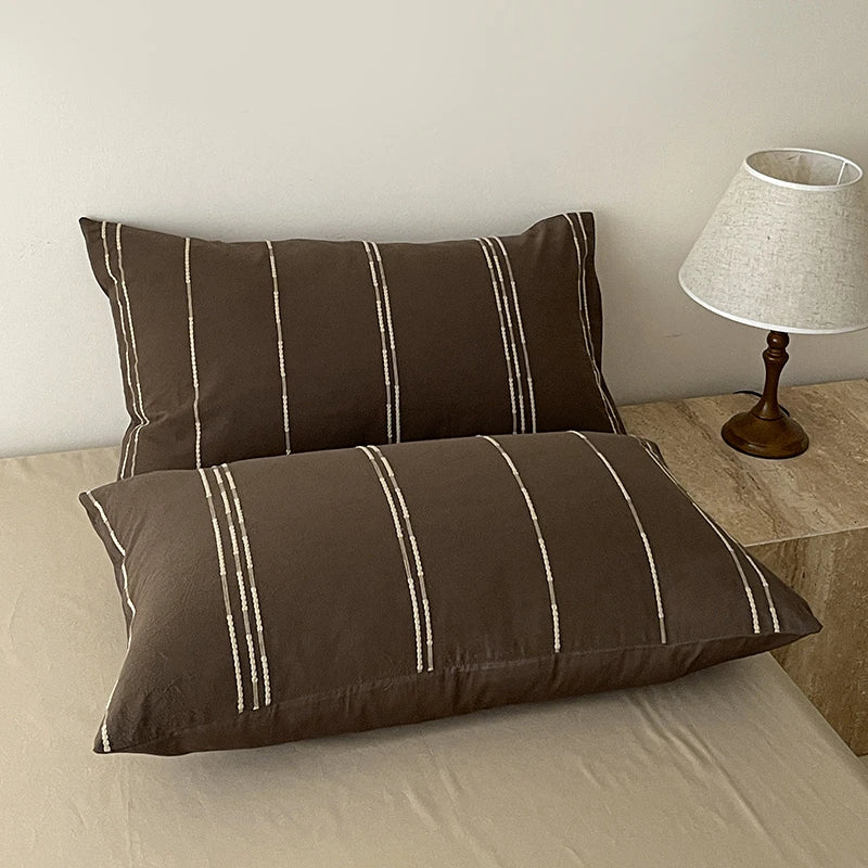 400TC Cotton Yarn-Dyed Stripe Bedding Set with pillowcases