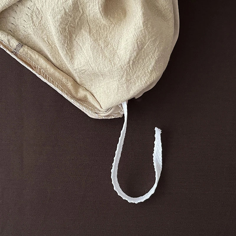 400TC Cotton Yarn-Dyed Stripe Beige and Coffee Bedding Set Duvet Cover 4Pcs The Happy Ladies