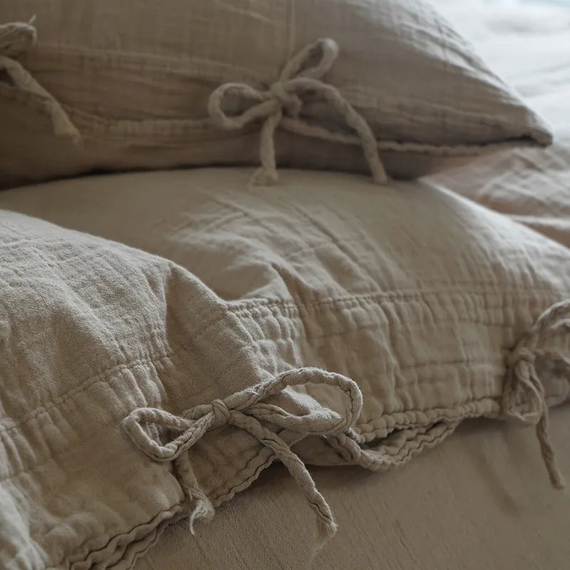 600TC Cotton Twill Wrinkled Yarn Bedding Set includes Pillowcases, Duvet cover and Sheets