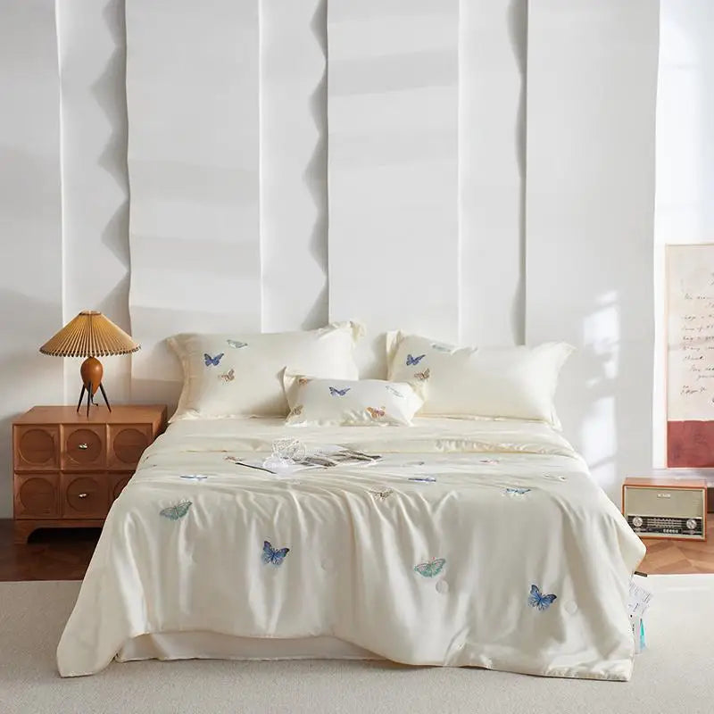 600TC Lyocell Cooling Butterfly Embroidery Bedding Set