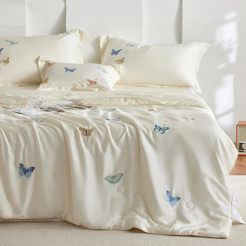 600TC Lyocell Cooling Butterfly Embroidery Duvet cover set