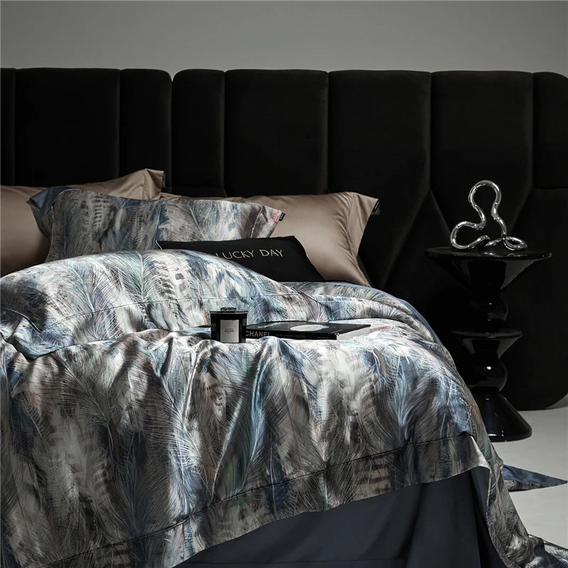 600TC Silk-Lyocell Blend Digital Floral Jungle Print Bedding Set