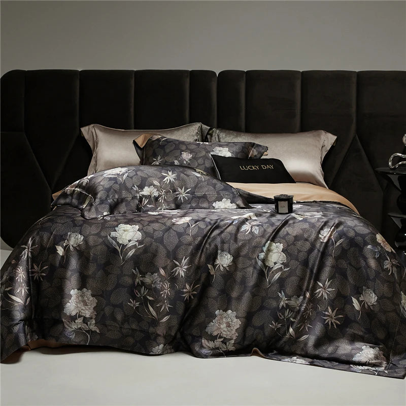 600TC Silk-Lyocell Blend Digital Print Bedding Set