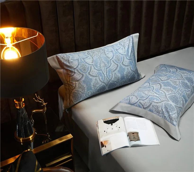 Buy luxury bedding online Egyptian Cotton Vintage 4Pcs Bedding Set - Light Blue