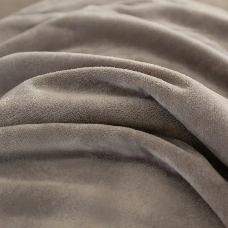Close-up of a textured gray duvet cover 