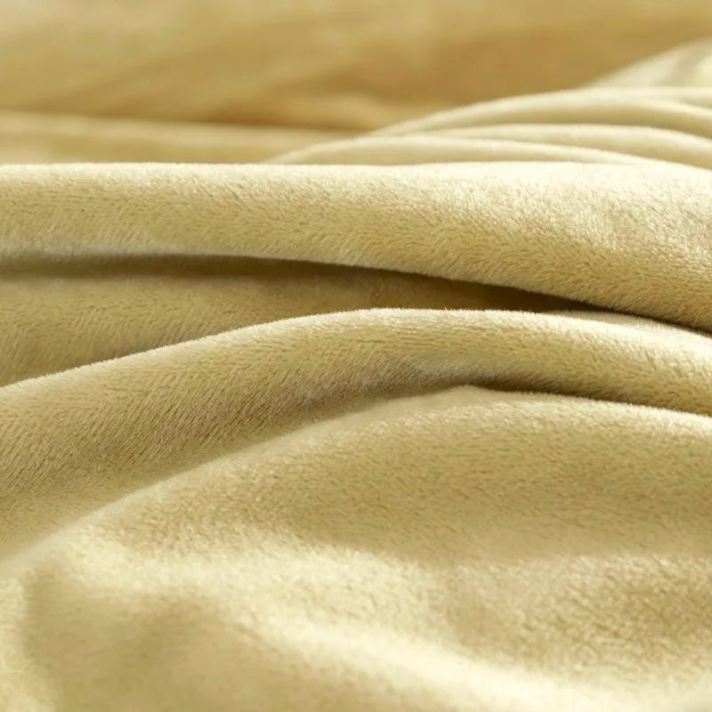 Close-up of yellow fabric with soft texture Light yellow bedding set 500TC Reversible Fluffy Microfiber velvet textured duvet cover