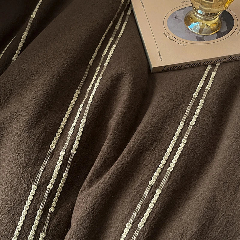 Close up of 400TC Cotton Yarn-Dyed Stripe Bedding Set