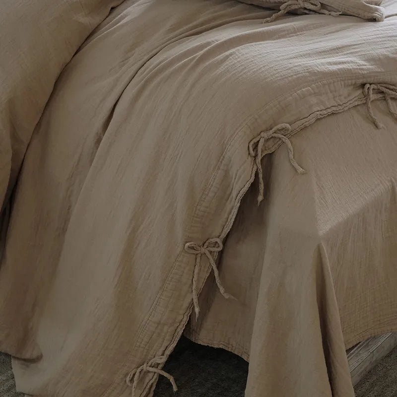 Close up of 600TC Cotton Twill Wrinkled Yarn Bedding Set Flat bed sheet