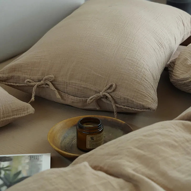 Close up of 600TC Cotton Twill Wrinkled Yarn Bedding Set Pillowcases