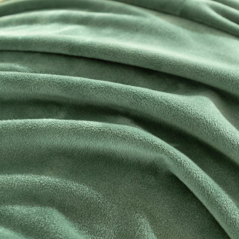 Close-up of Dark Green 500TC Reversible Fluffy Microfiber Duvet