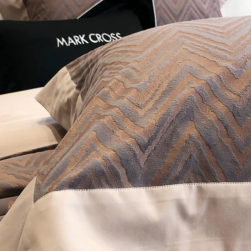 Close up of Luxury Ripple Velvet Fluffy Bedding Set pillowcases