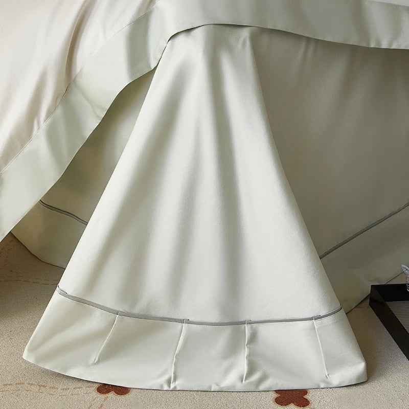 Close up of White Floral Embroidery 600TC Cotton Flat sheet