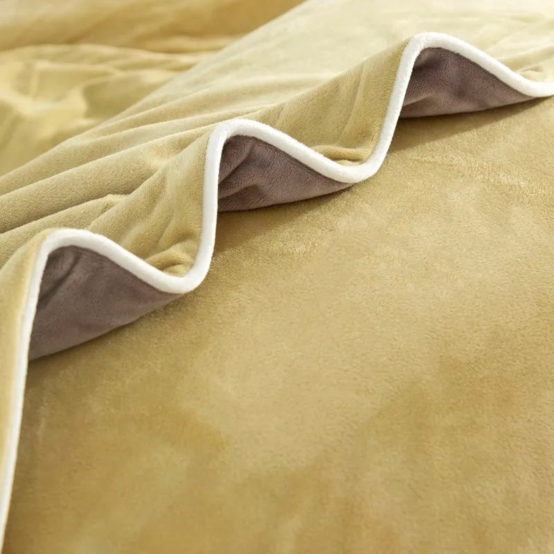 Close up of Yellow and Grey 500TC Reversible Fluffy Microfiber velvet textured duvet cover with trim