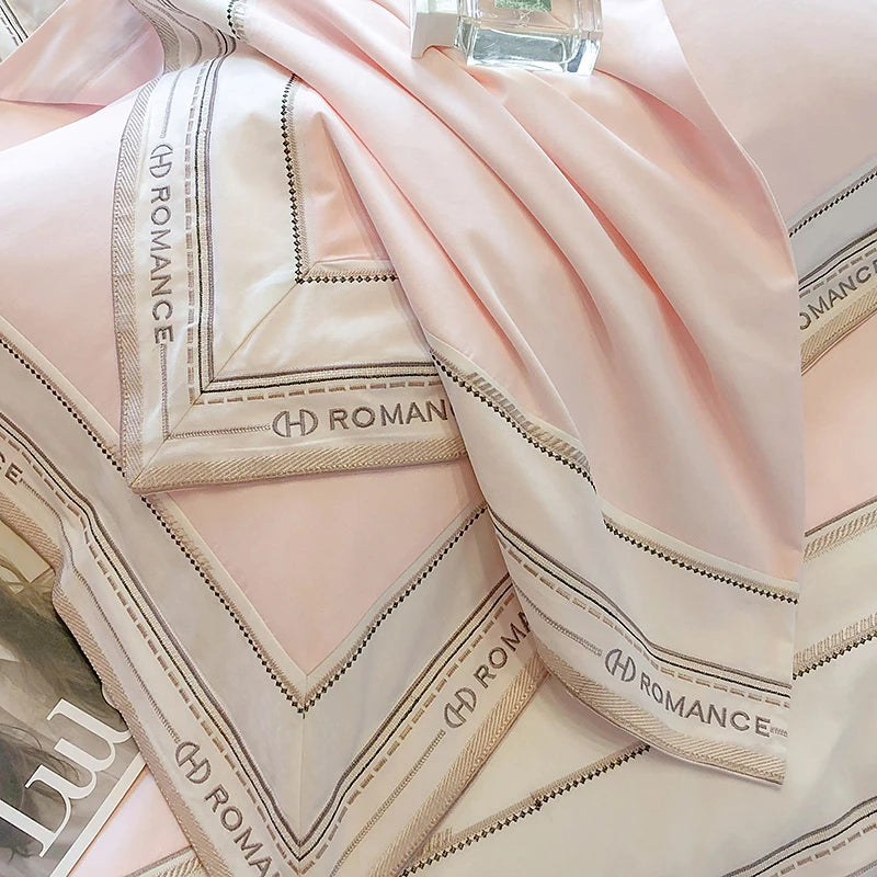 Close up of pillowcases of Light Pink 1000TC Brushed Cotton Frame Bedding Set