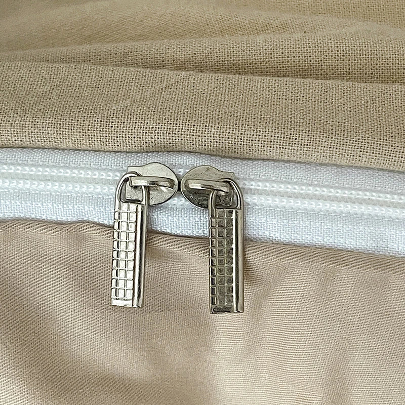 Coffee and Beige 400TC Cotton Yarn-Dyed Stripe Bedding Set Duvet Cover with zipper