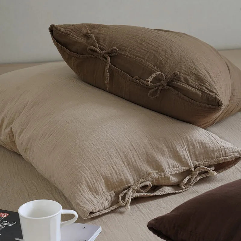 Cozy 600TC Cotton Twill Wrinkled Yarn Bedding Set at The Happy Ladies