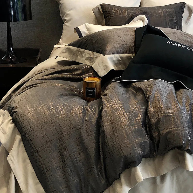 Dark grey Luxury Ripple Velvet Fluffy Bedding Set available in Queen and King