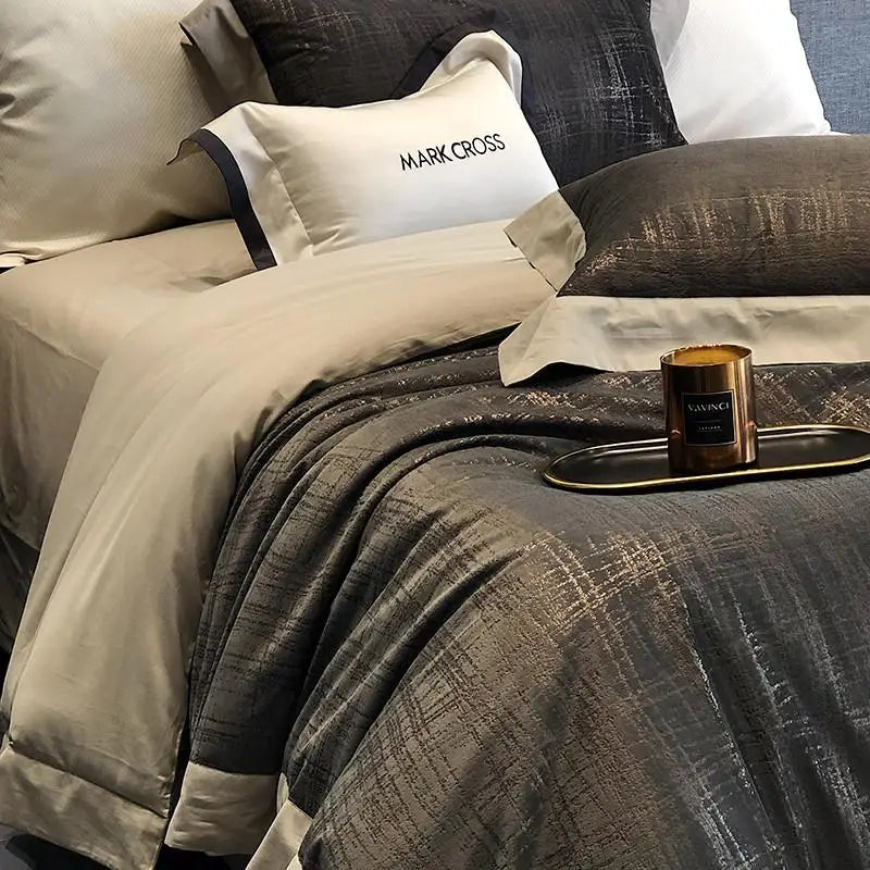 Dark grey Luxury Ripple Velvet Fluffy Duvet Cover Bedding Set includes sheet, duvet cover and pillowcases