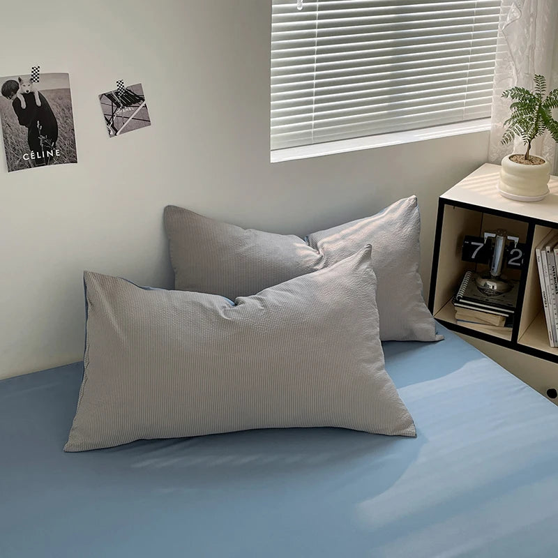 Designer bedding sets Seersucker 3-Piece Duvet Cover Set – Microfiber - Gray