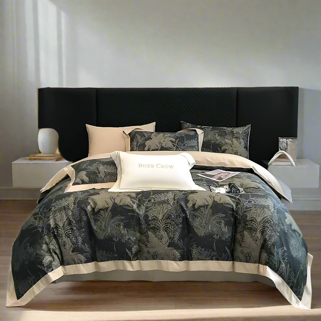 Egyptian Cotton Jungle Print Bedding Set 4Pcs - Beige