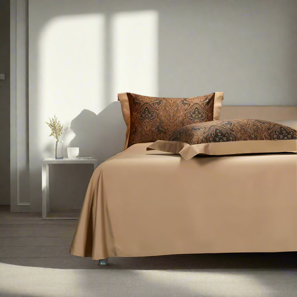  Egyptian Cotton Vintage 4Pcs Bedding Set - Brown