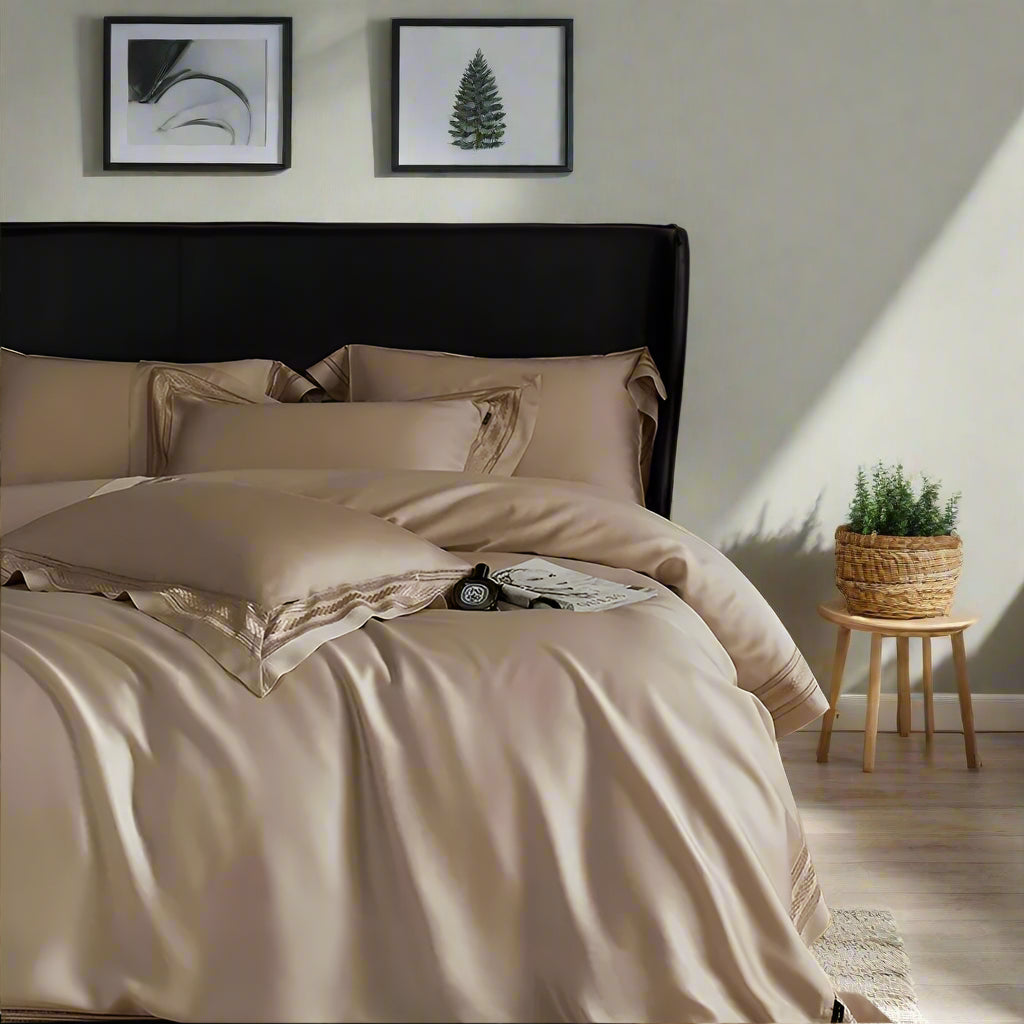 Eucalyptus Lyocell Cooling Bamboo Fiber Bedding Set - Beige