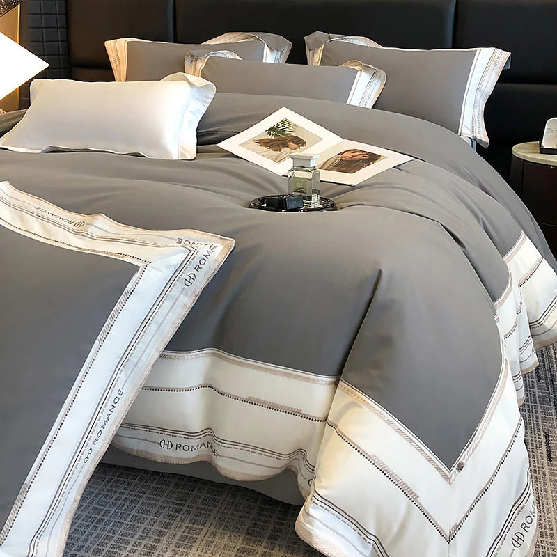 Grey 1000TC Brushed Cotton Frame Bedding Set comes in Queen, Double and King sizes